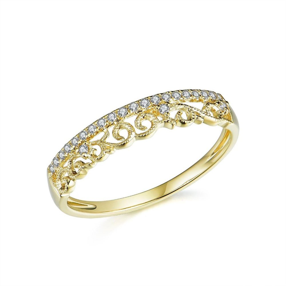 Real Diamond Vintage Wedding Band Yellow Gold